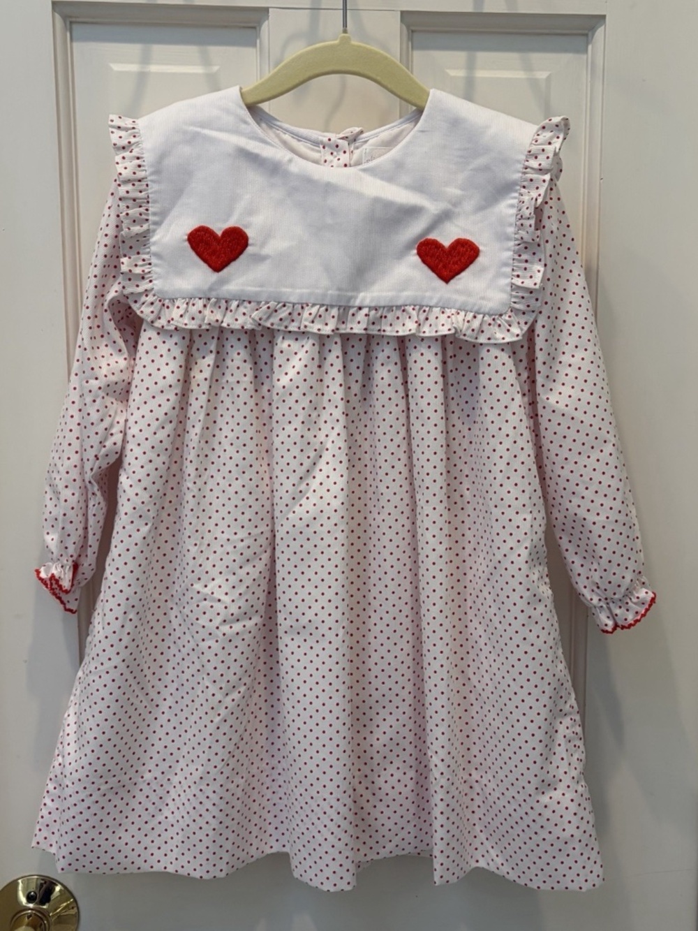 Eliza James Kids Girls 4T White Red Polka Dot Heart Dress 100% Cotton